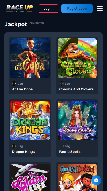 Jackpot mobile du casino Raceup