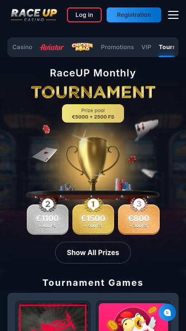 Tournois mobiles de Raceup Casino