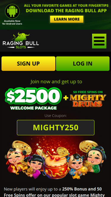 Promozioni per dispositivi mobili di Raging Bull Casino