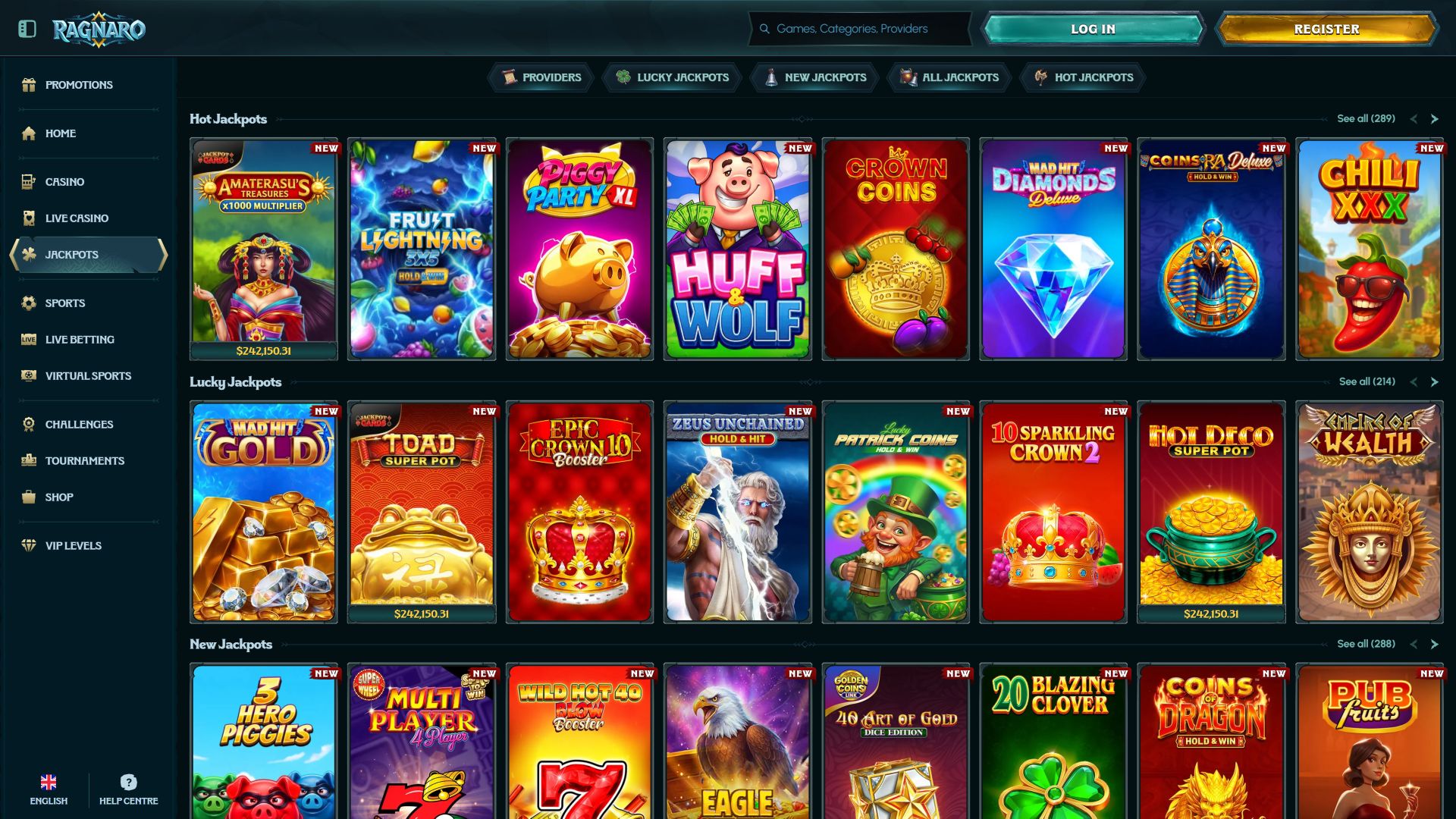 Ragnaro Casino Desktop Jackpot