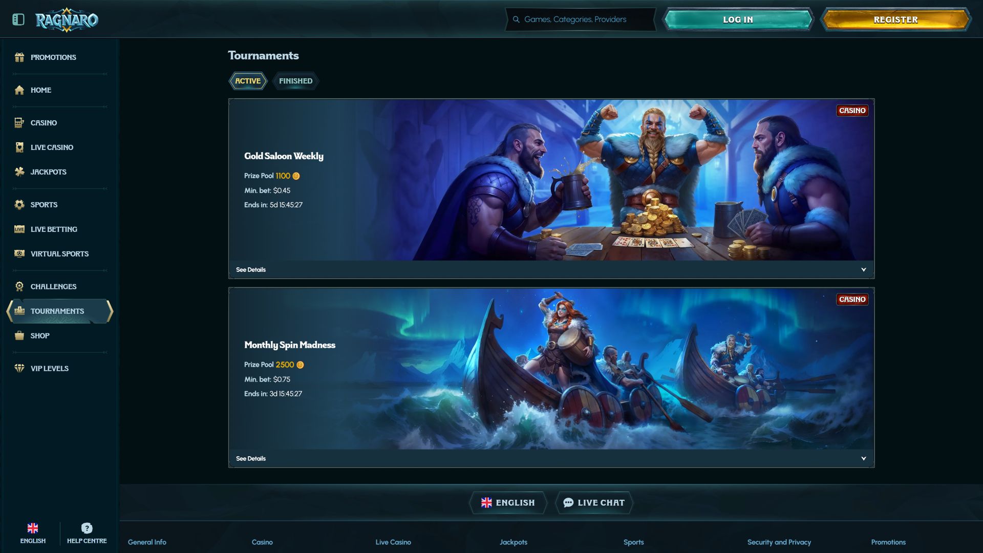 Ragnaro Casino Desktop-Turniere
