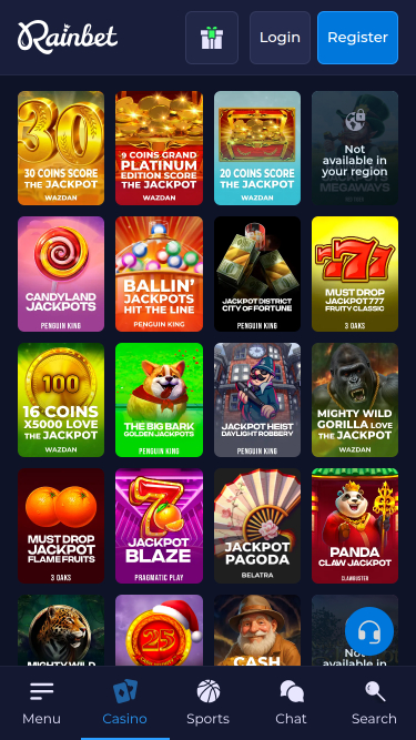 Rainbet Casino Mobile Jackpot