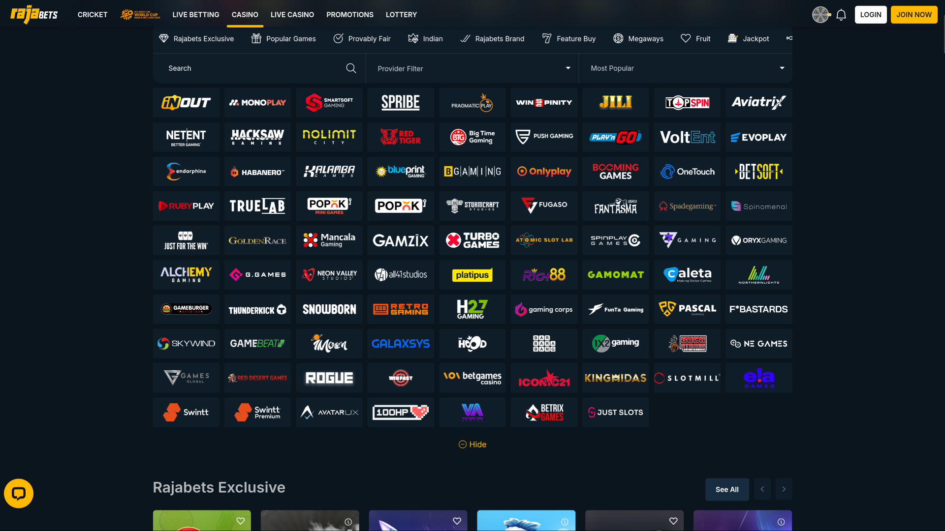 Sviluppatori di giochi desktop Rajabets Casino