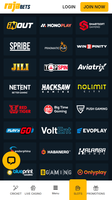 Sviluppatori di giochi per dispositivi mobili Rajabets Casino