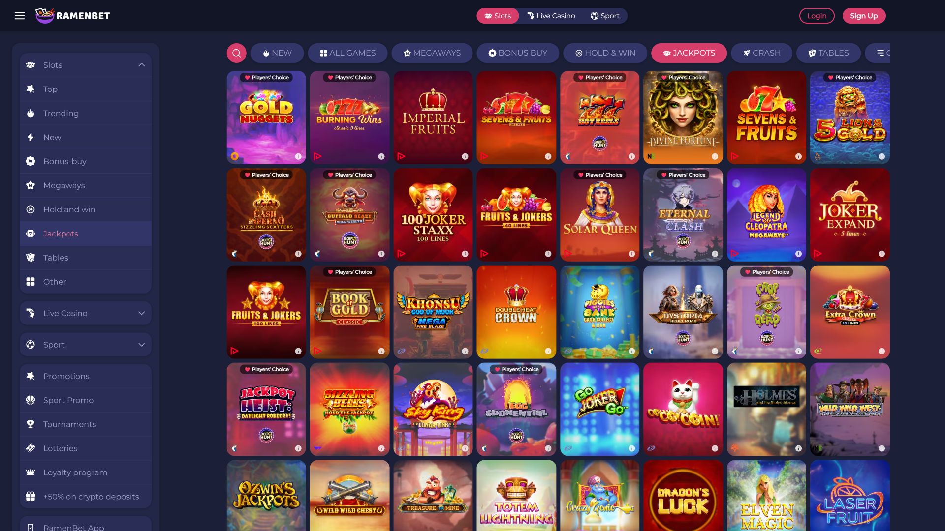 Jackpot de escritorio del casino RamenBet