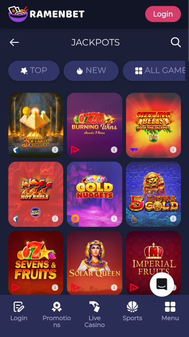 Jackpot mobile du casino RamenBet