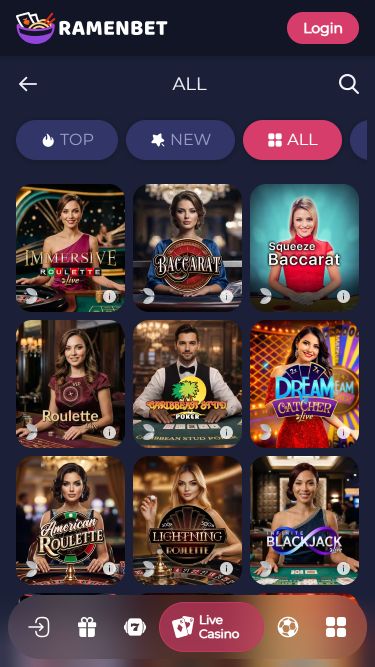 Crupier en Vivo de RamenBet Casino para Móvil