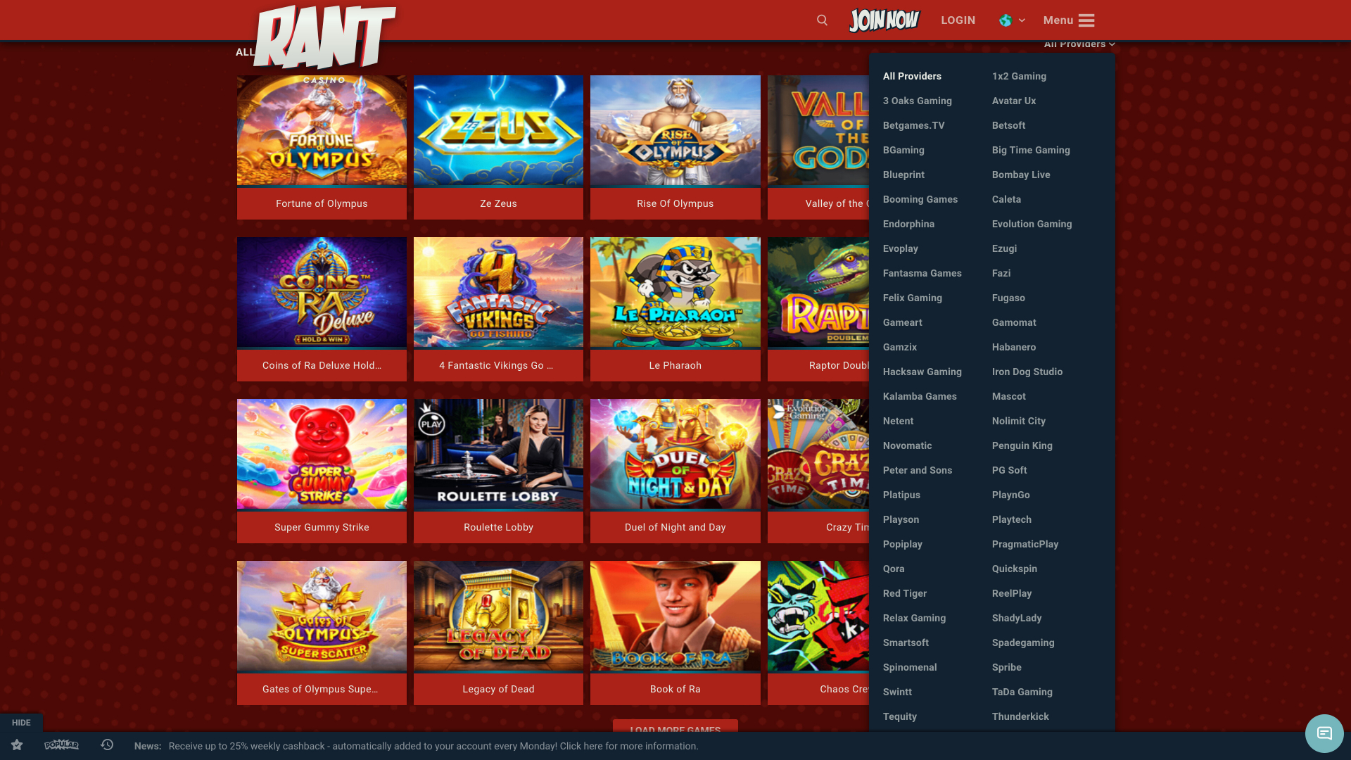 Sviluppatori di giochi desktop Rant Casino