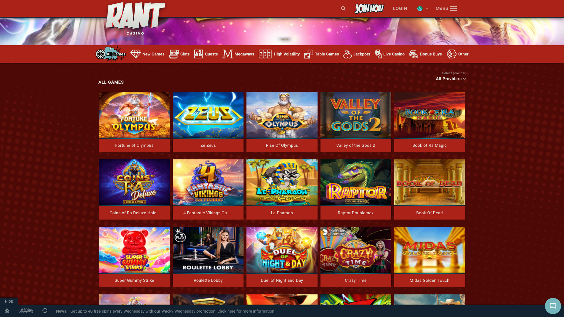 Giochi desktop di Rant Casino