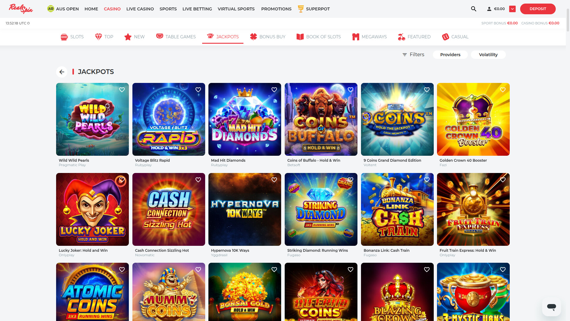 Jackpot da tavolo del casinò RealSpin