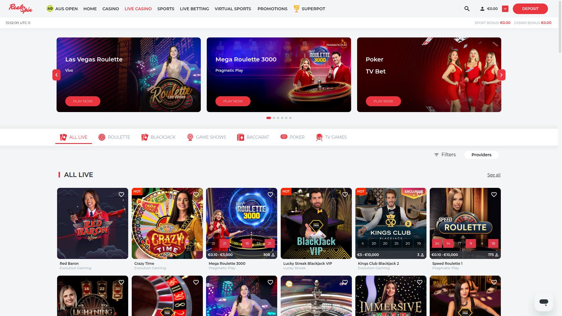 Croupier dal vivo del casinò RealSpin Desktop