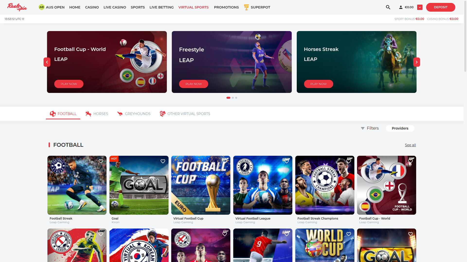 RealSpin Casino Desktop Sport Virtuali