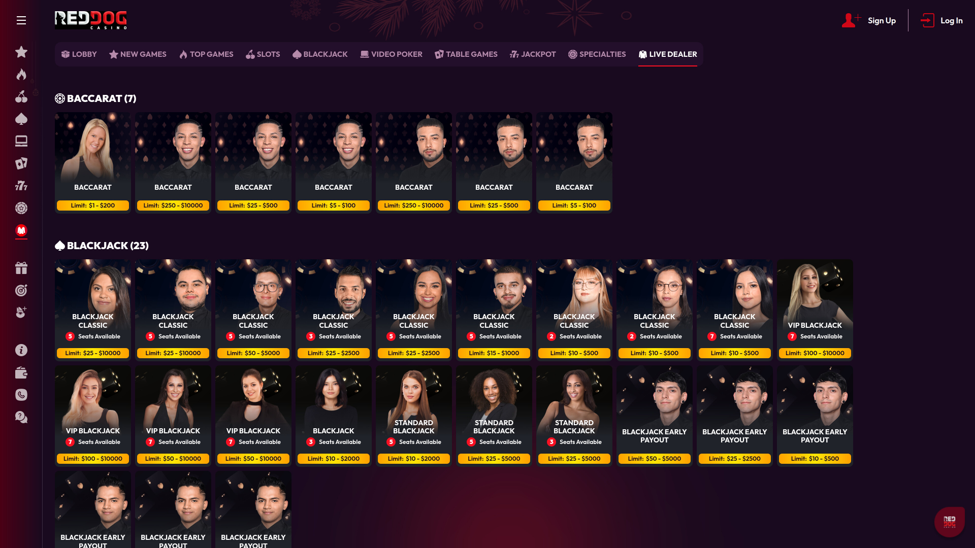 Red Dog Casino Desktop Live Dealer