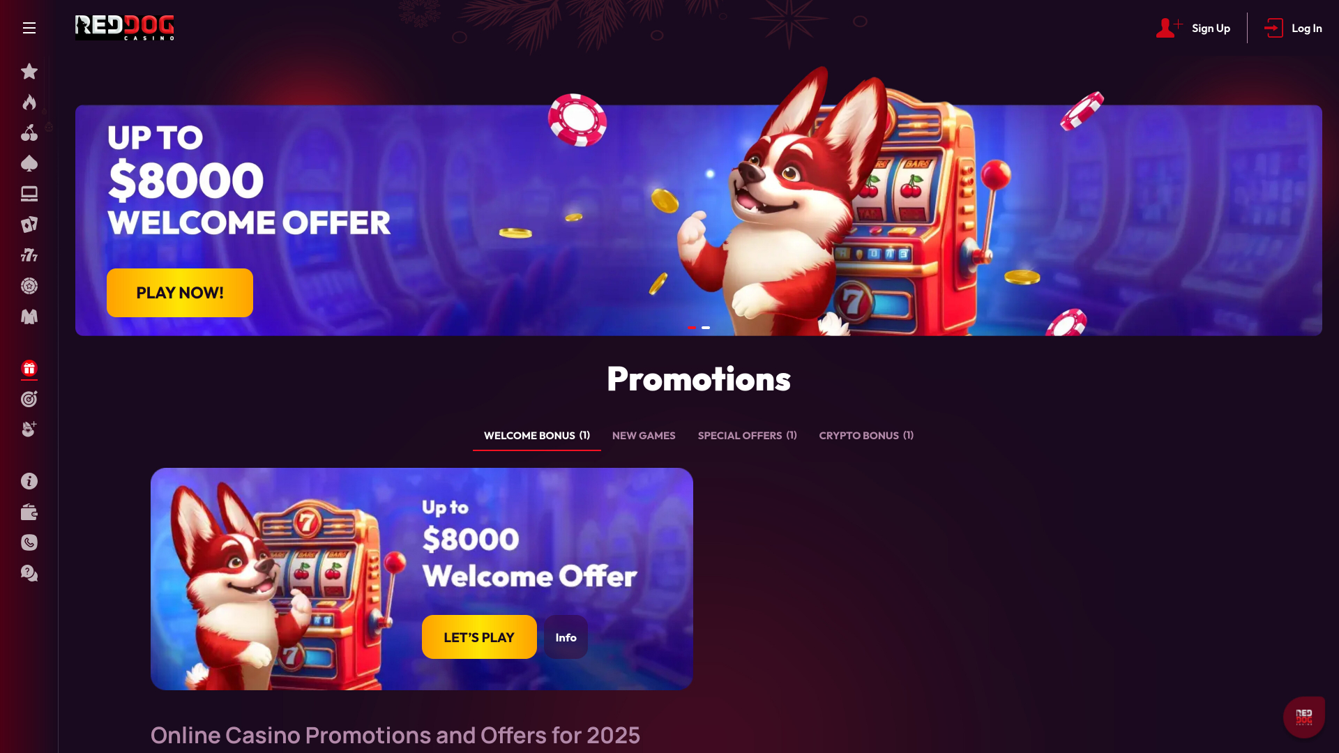 Red Dog Casino Desktop Promotions