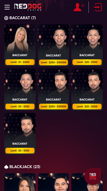 Red Dog Casino Mobile Live Dealer