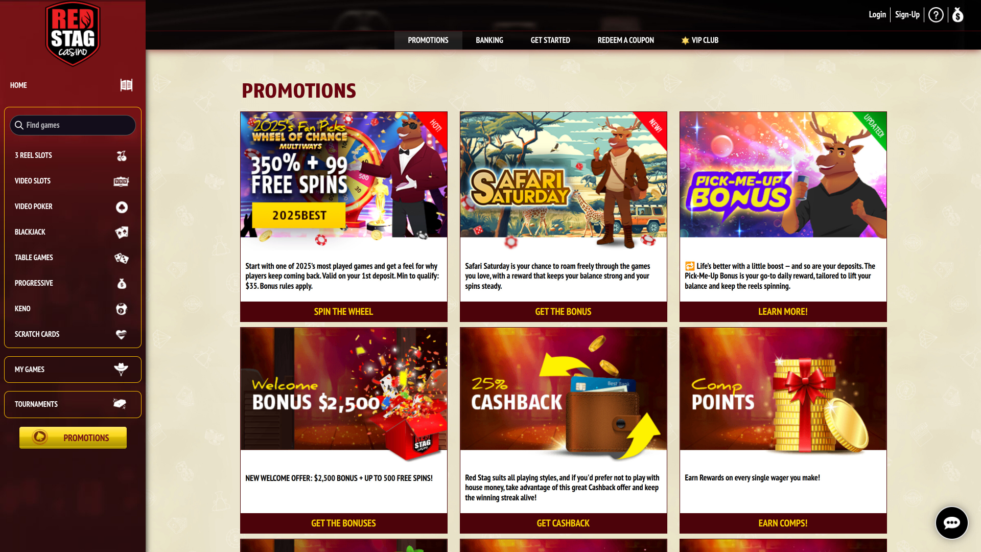 Red Stag Casino Desktop Promotions