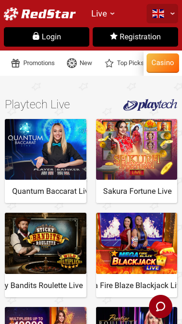 Casino mobile Red Star avec croupier en direct