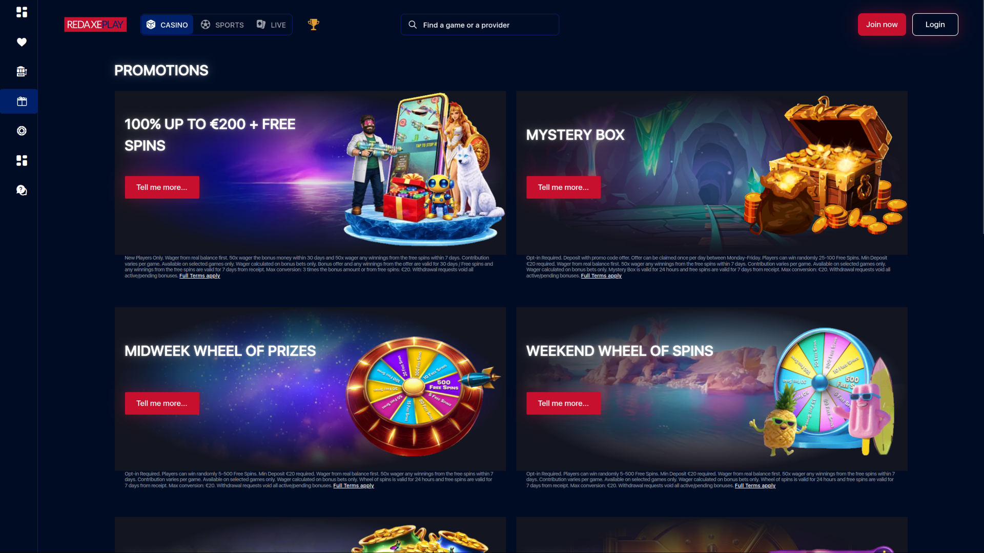 RedAxePlay Casino Desktop-Aktionen