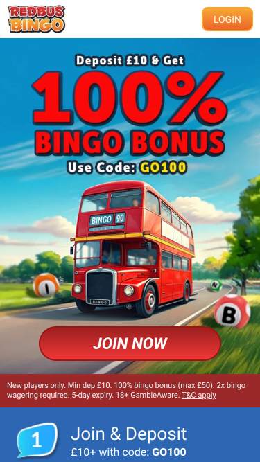 Homepage di Redbus Bingo Mobile