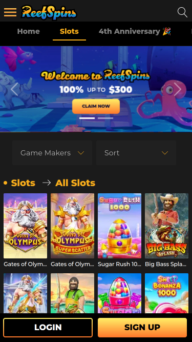 Giochi per dispositivi mobili del casinò ReefSpins