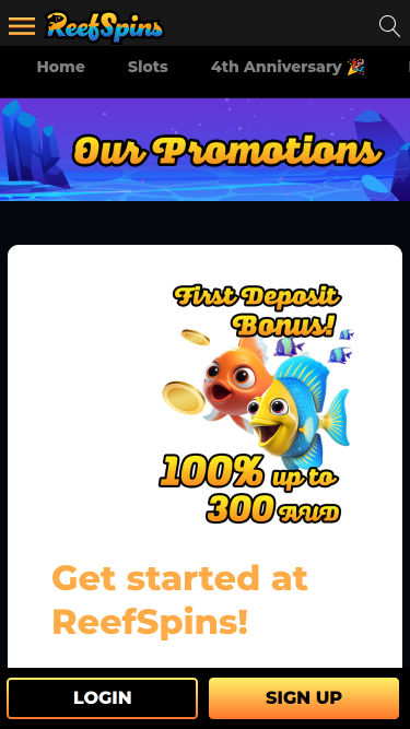 Promozioni per dispositivi mobili del casinò ReefSpins