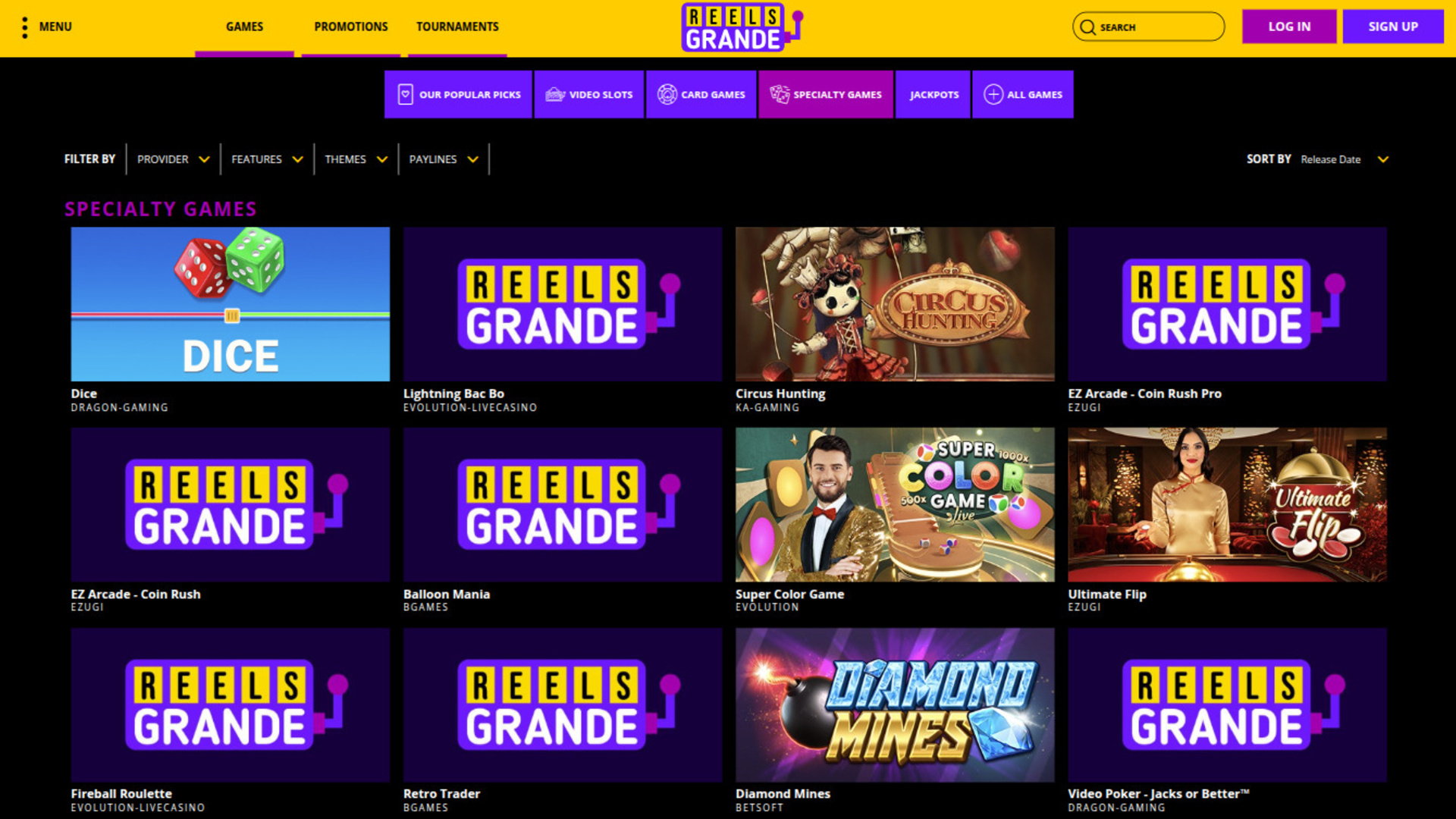 Reels Grande Casino Specialty Games Desktop