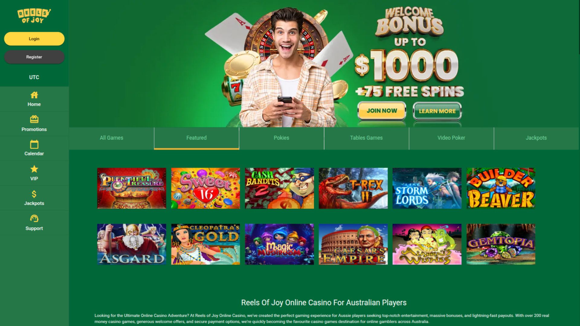 Page d'accueil de bureau de Reels of Joy