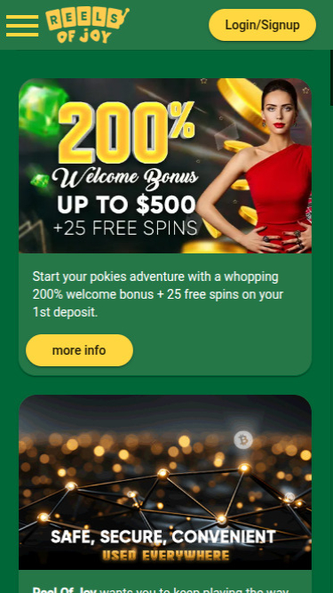 Promotions mobiles de Reels of Joy