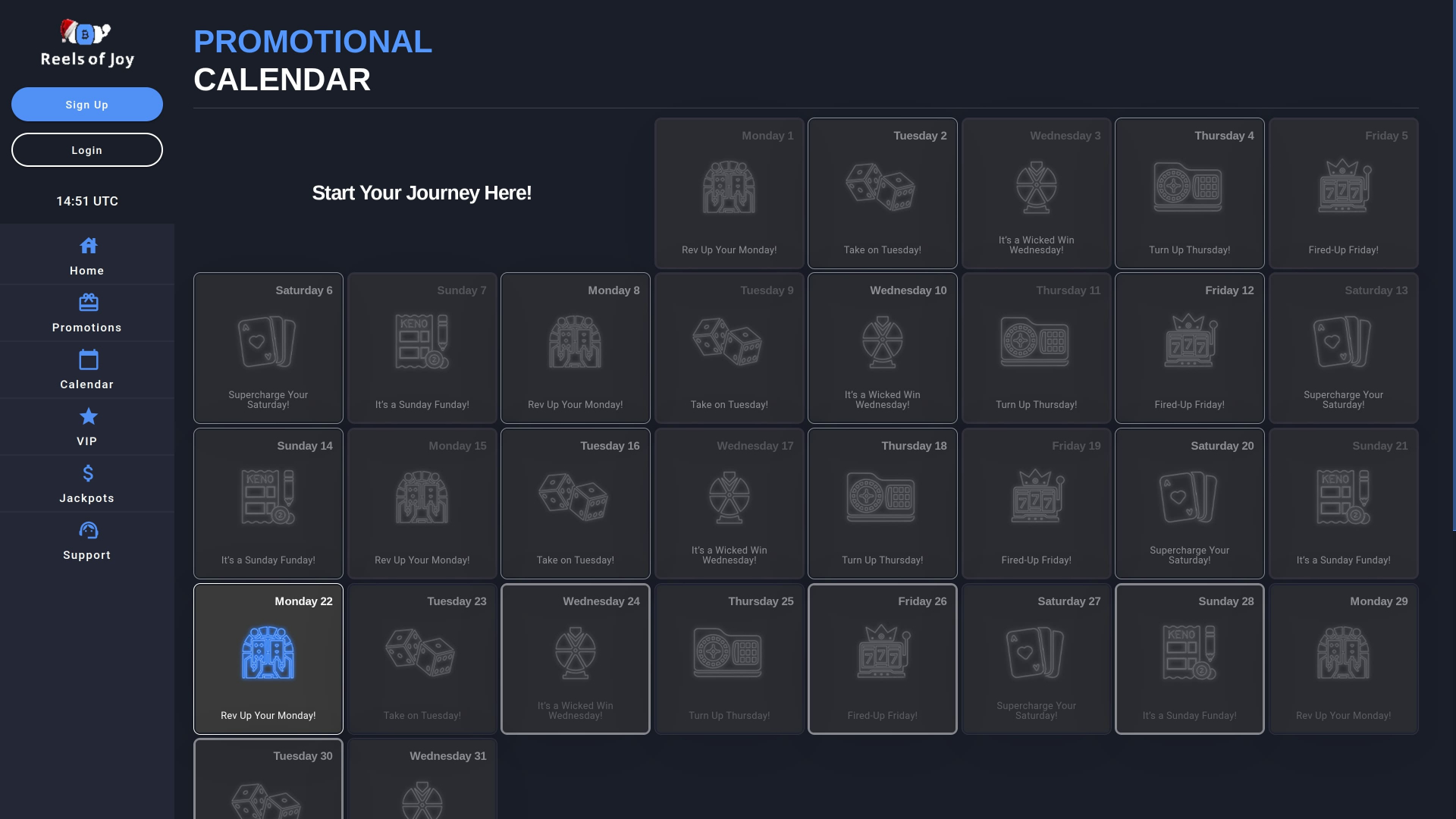 Reels of Joy.io Casino Desktop Calendar