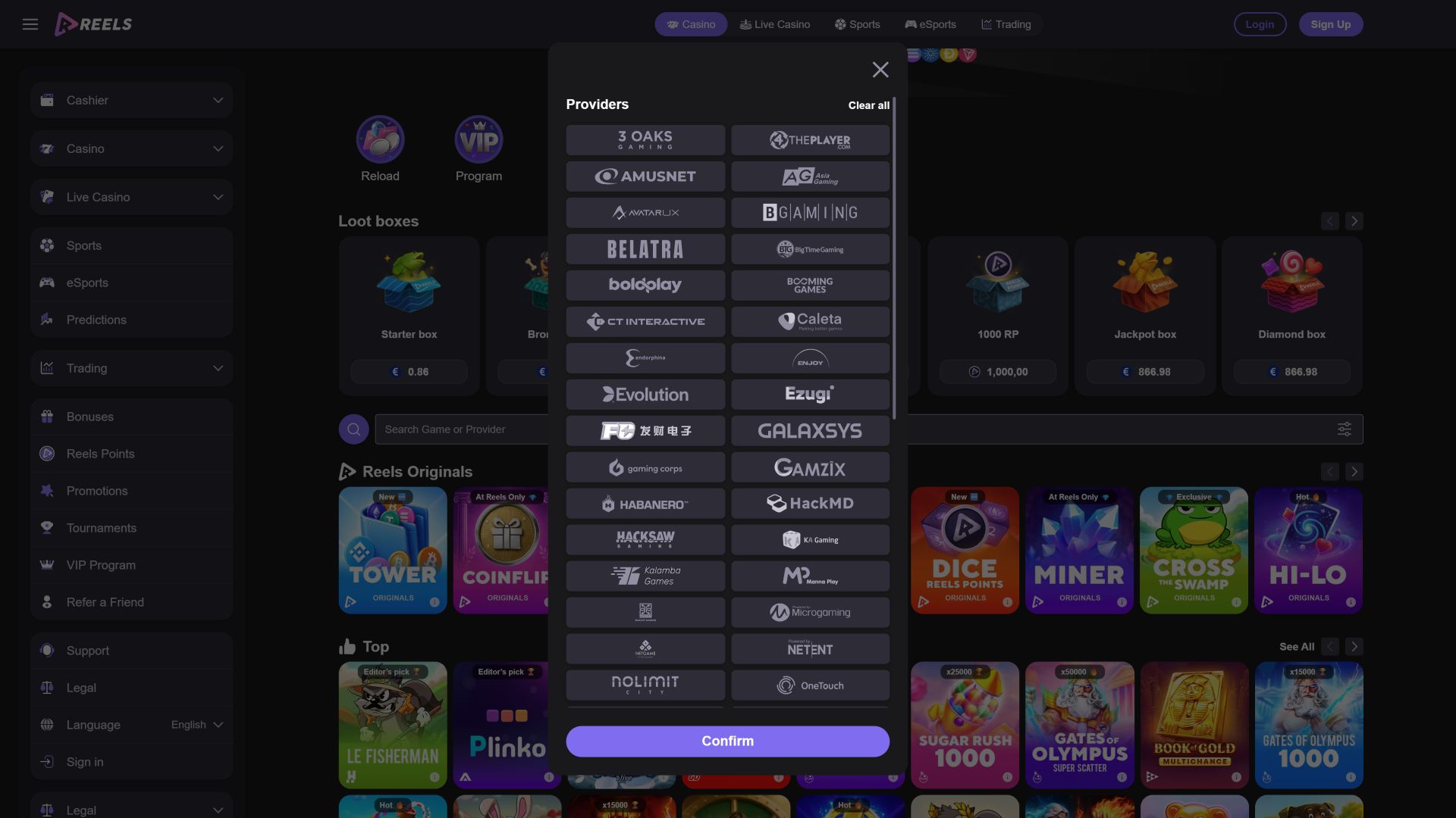Разработчики настольных игр для казино Reels.io