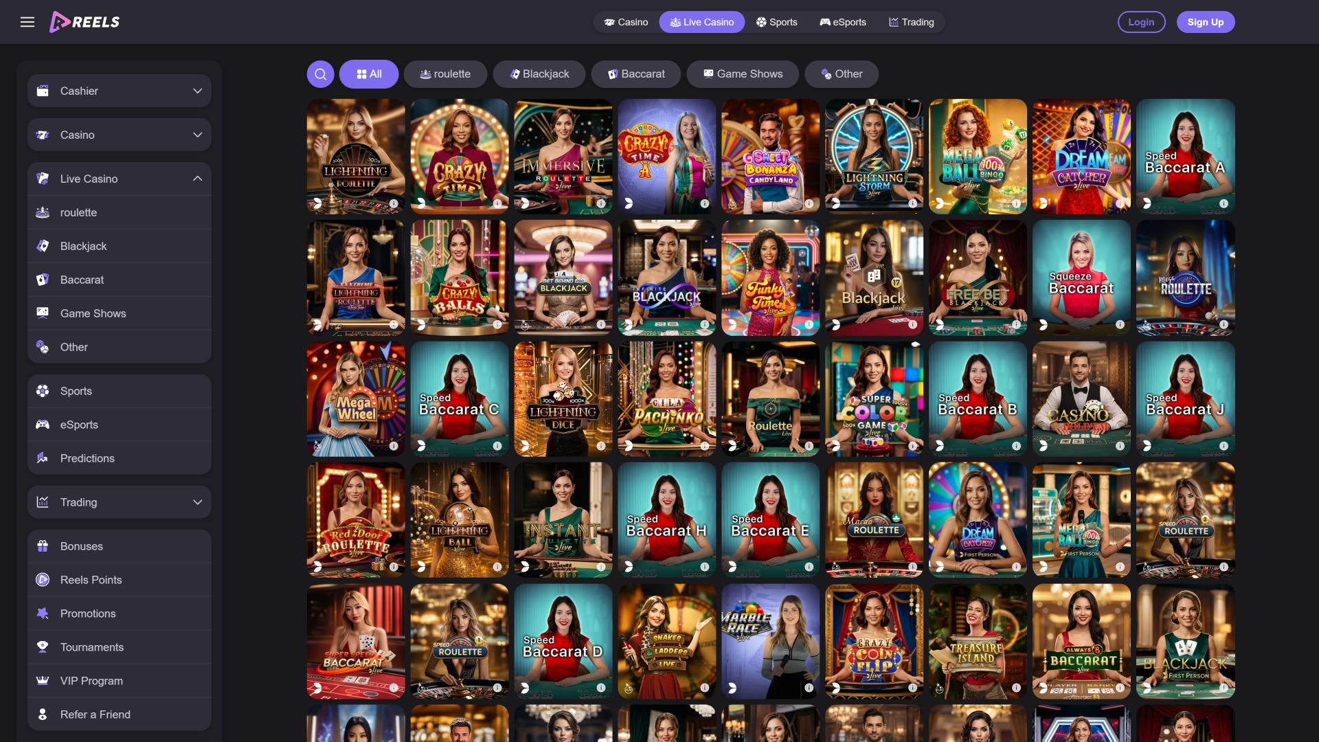 Казино с живыми дилерами Reels.io Casino для ПК