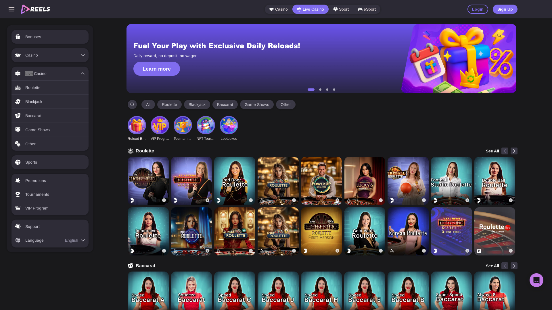 Reels.io Casino Croupier en direct Bureau
