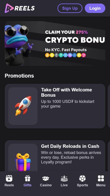 Акции мобильного казино Reels.io
