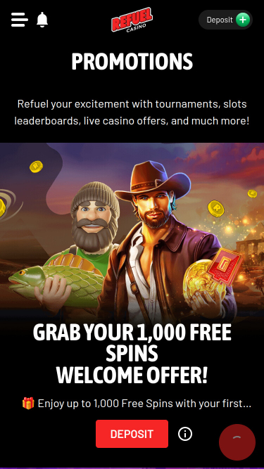 Promotions mobiles de Refuel Casino