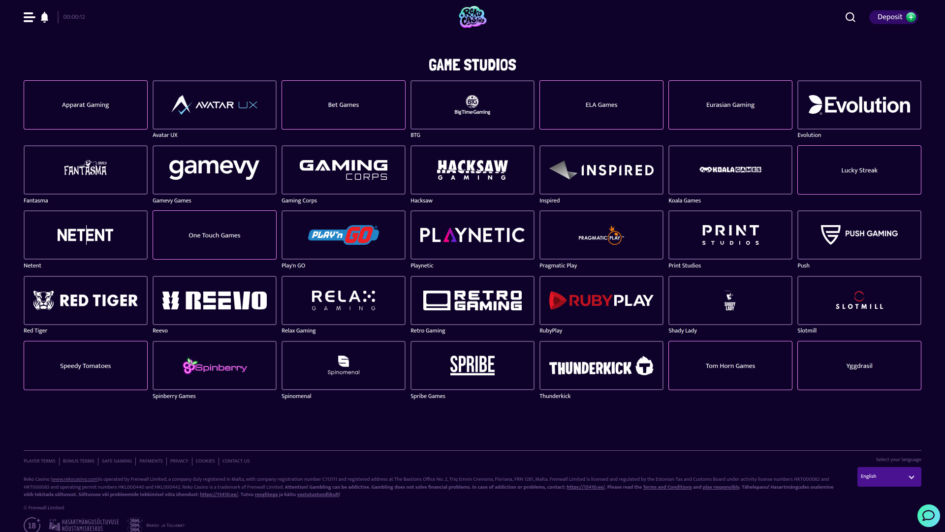Développeurs du jeu de casino Reko pour ordinateur