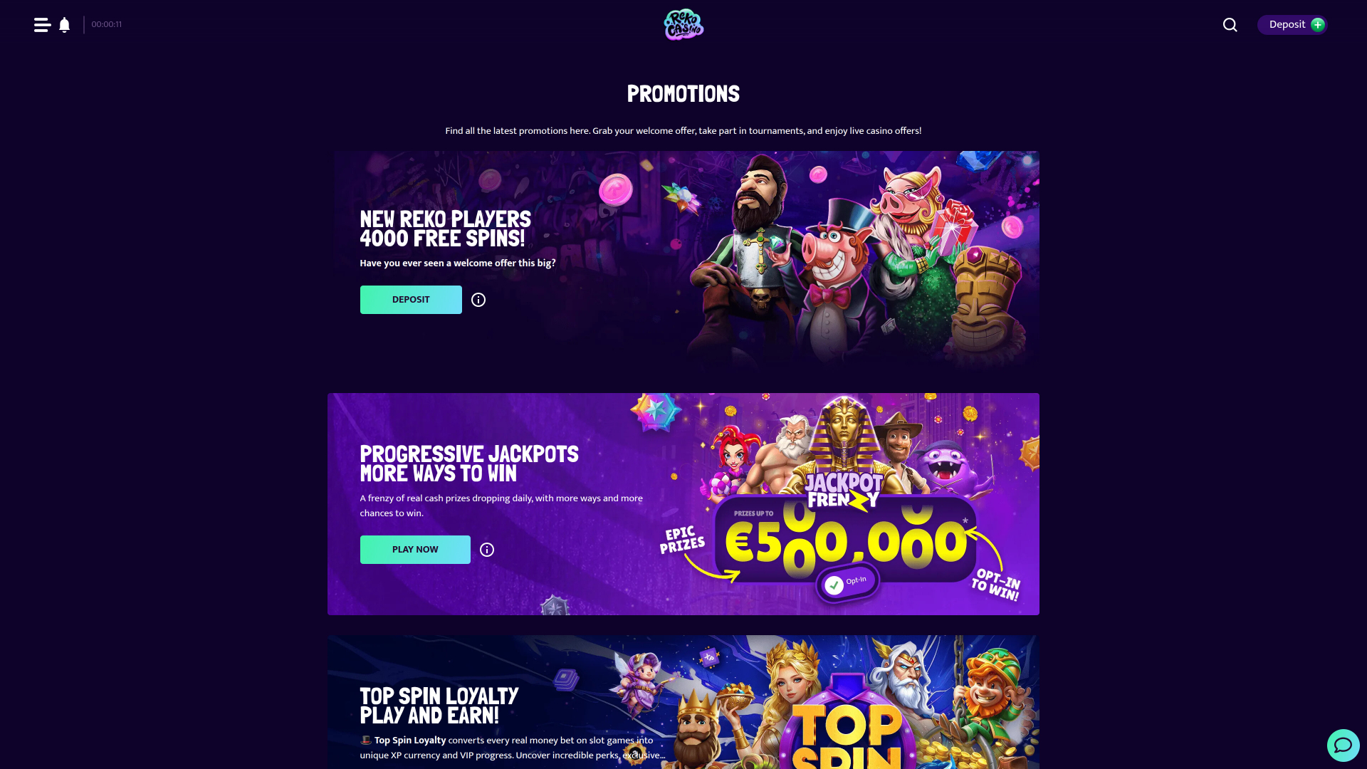 Promotions Reko Casino sur ordinateur