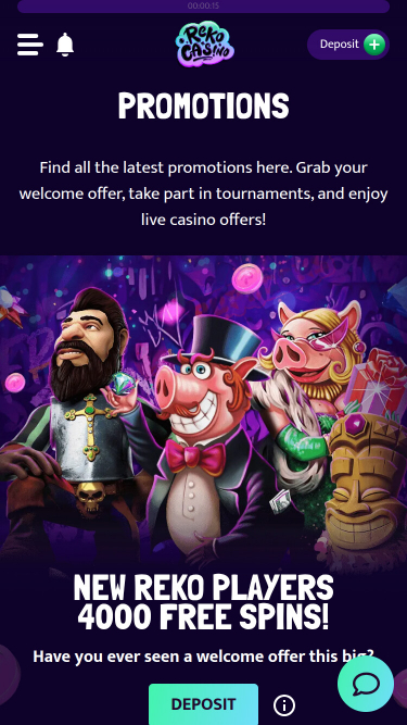 Promotions mobiles du casino Reko