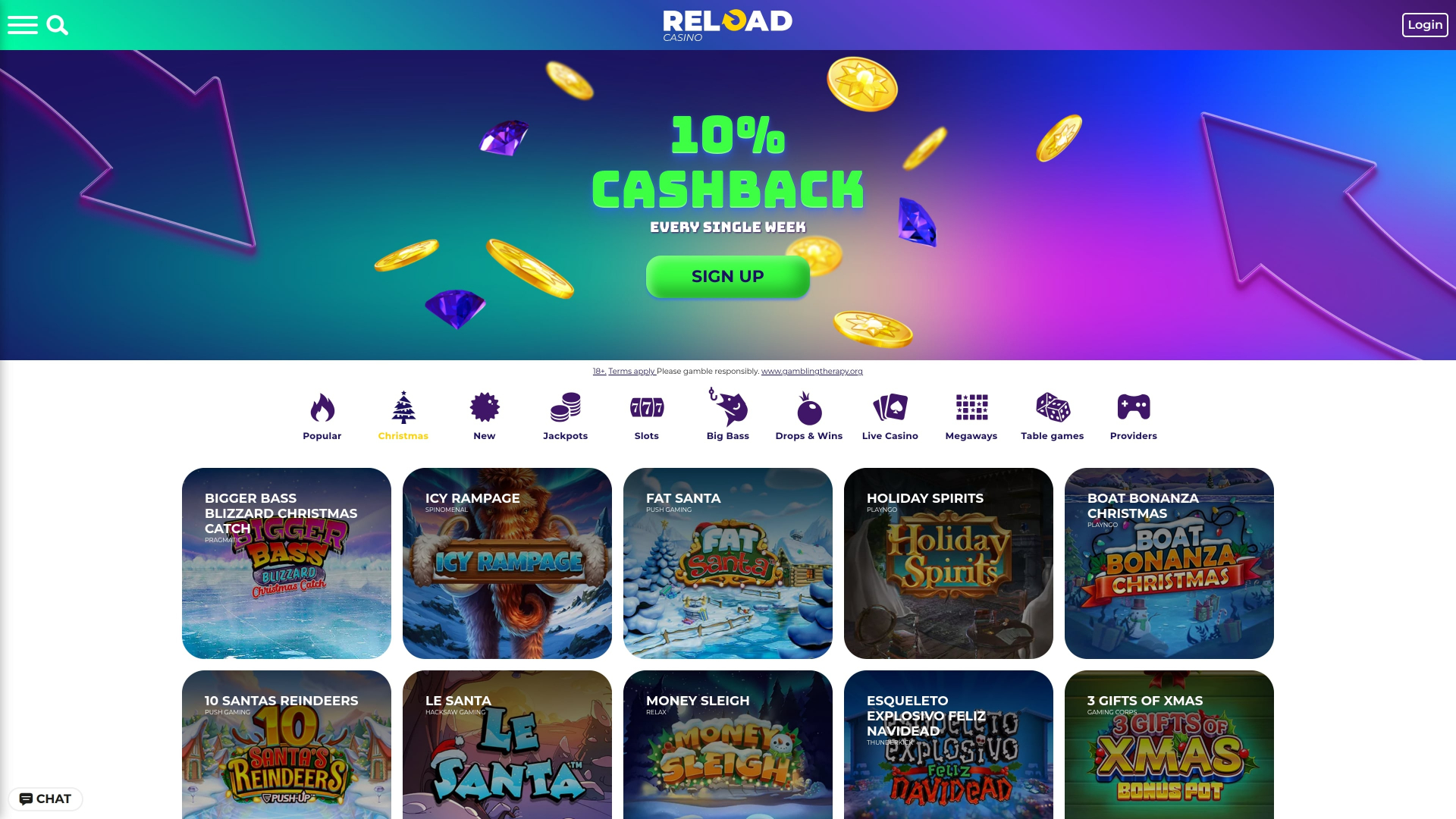 Recharger la page d'accueil du casino sur ordinateur