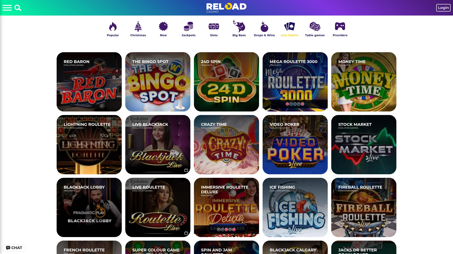 Recharger Casino sur ordinateur avec croupier en direct