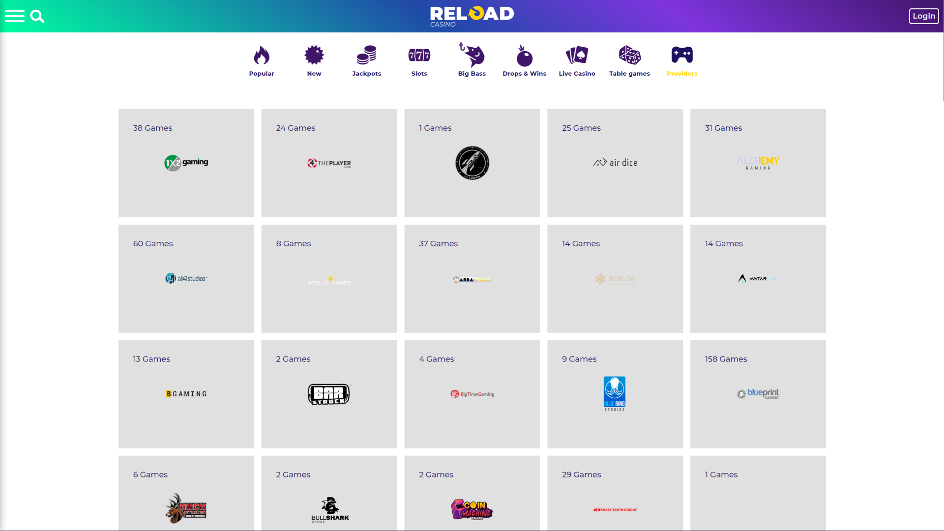 Desenvolvedores de jogos de cassino para desktop Reload