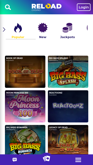 Recarregue os jogos do Casino para dispositivos móveis
