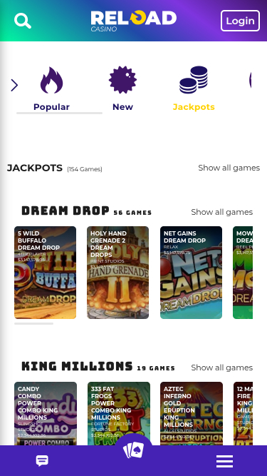 Jackpot do Reload Casino Mobile