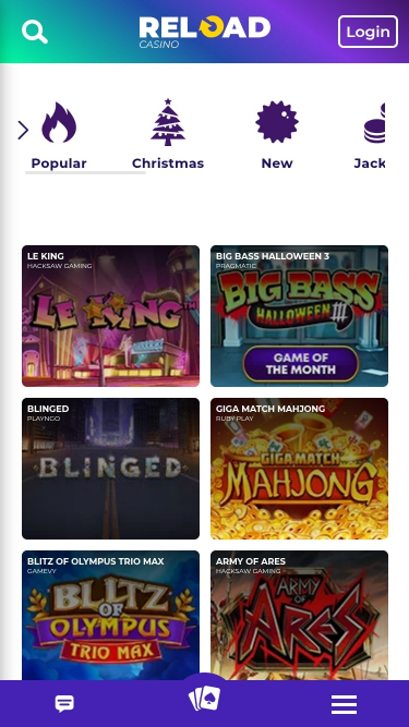 Recharger les jeux mobiles de casino