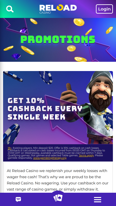 Promoções do Reload Casino Mobile