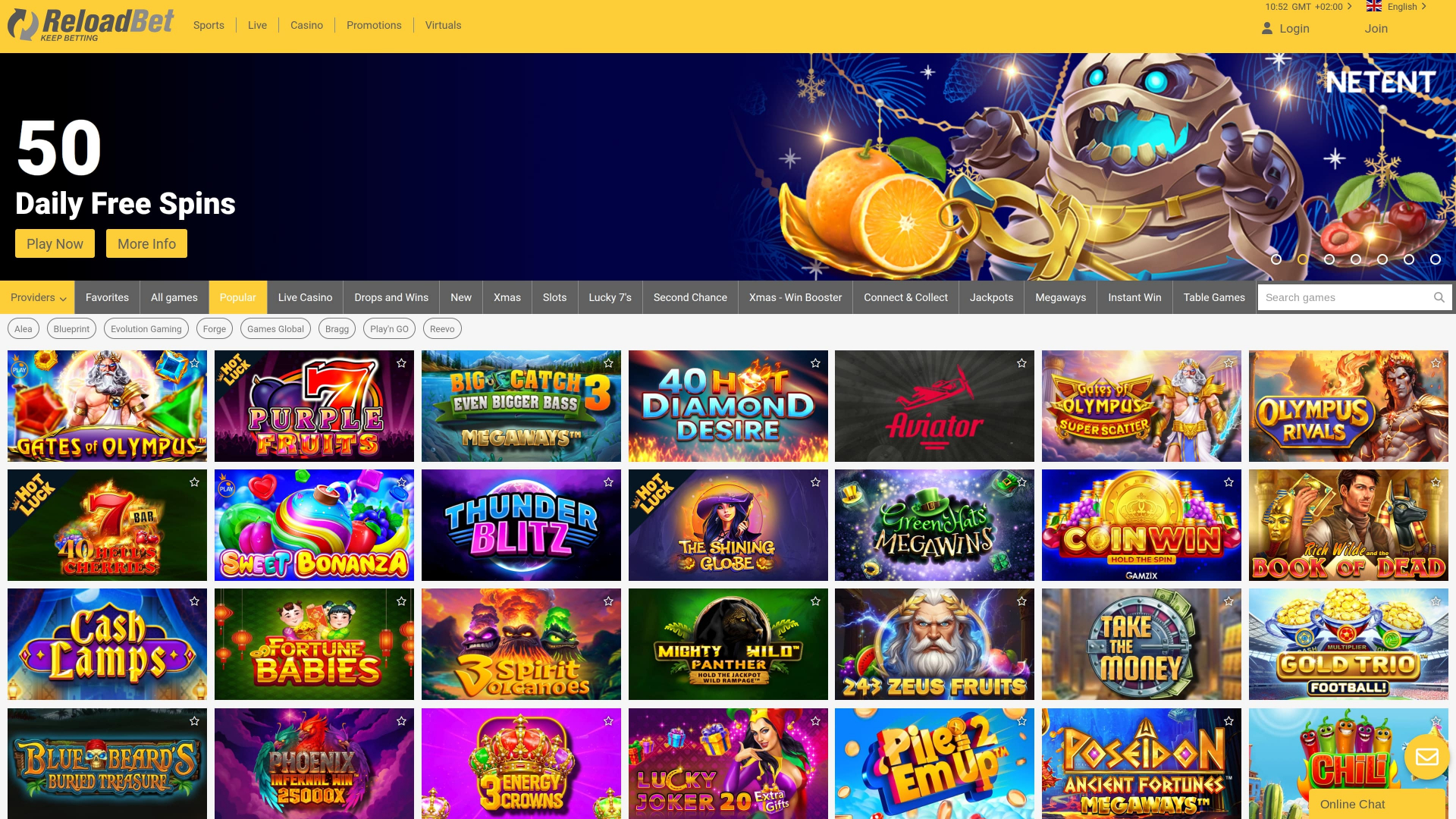 Desarrolladores de juegos de escritorio de ReloadBet Casino