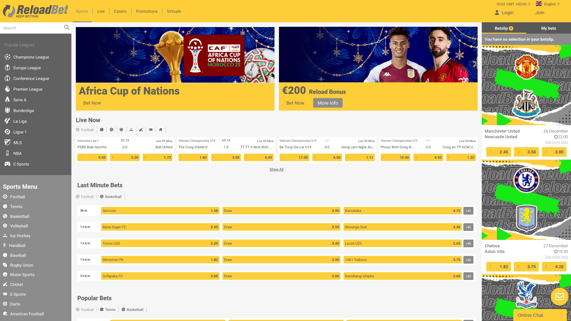 ReloadBet Casino Escritorio Deportes