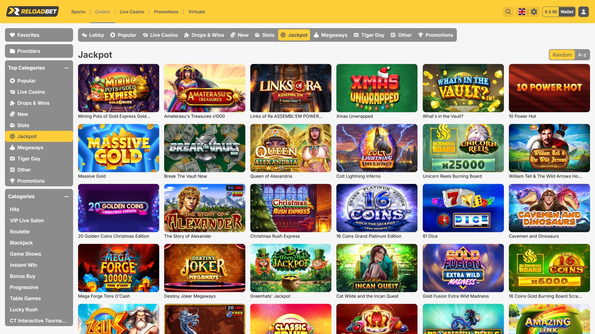 ReloadBet Casino Desktop Jackpot