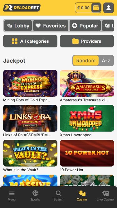 ReloadBet Casino Mobile Jackpot