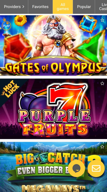 Juegos móviles del casino ReloadBet