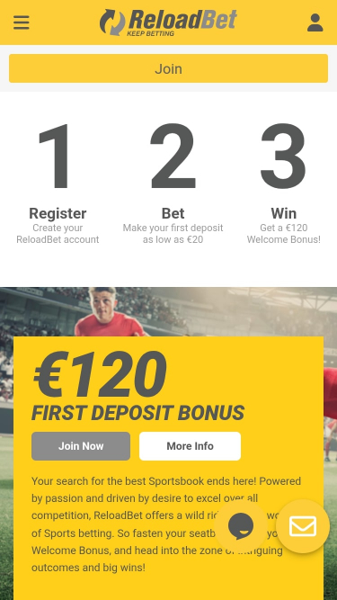 Página de inicio móvil del casino ReloadBet